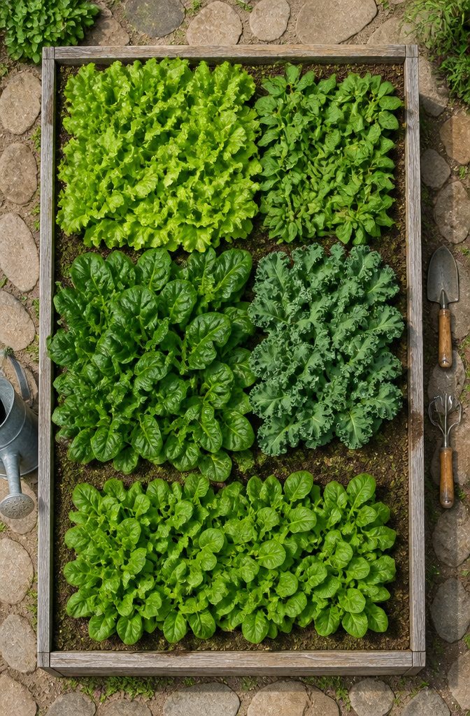 Garden Planning Layout: 7 Garden Layout Ideas for Any Space 3 Vegetables arranged in solid rectangles without gaps between them.