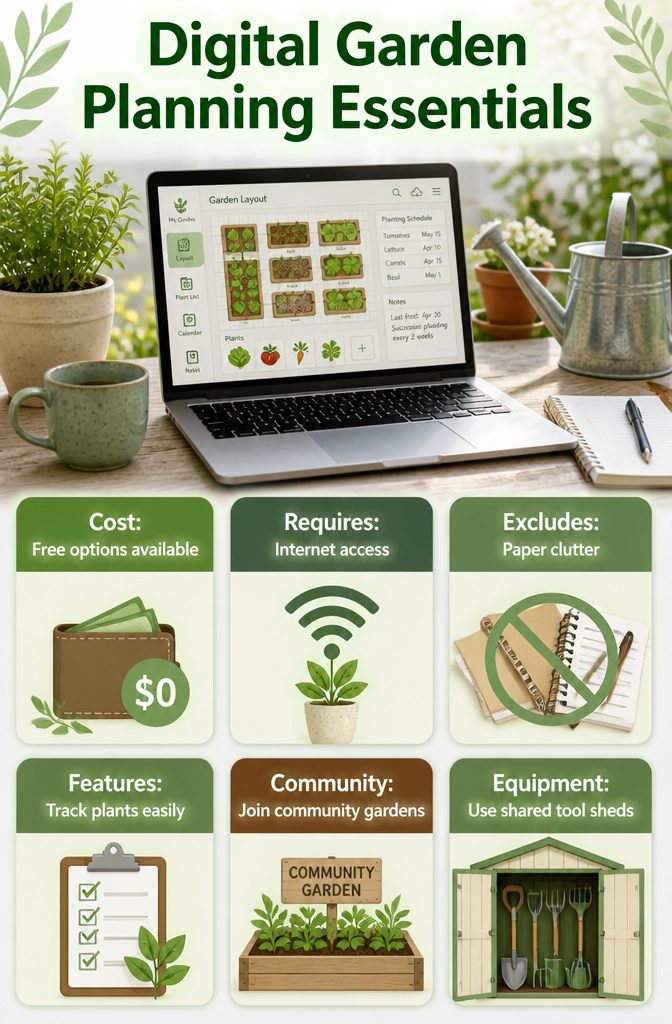 Garden Planning Layout: 7 Garden Layout Ideas for Any Space 12 A digital garden planning app interface displayed on a smartphone.