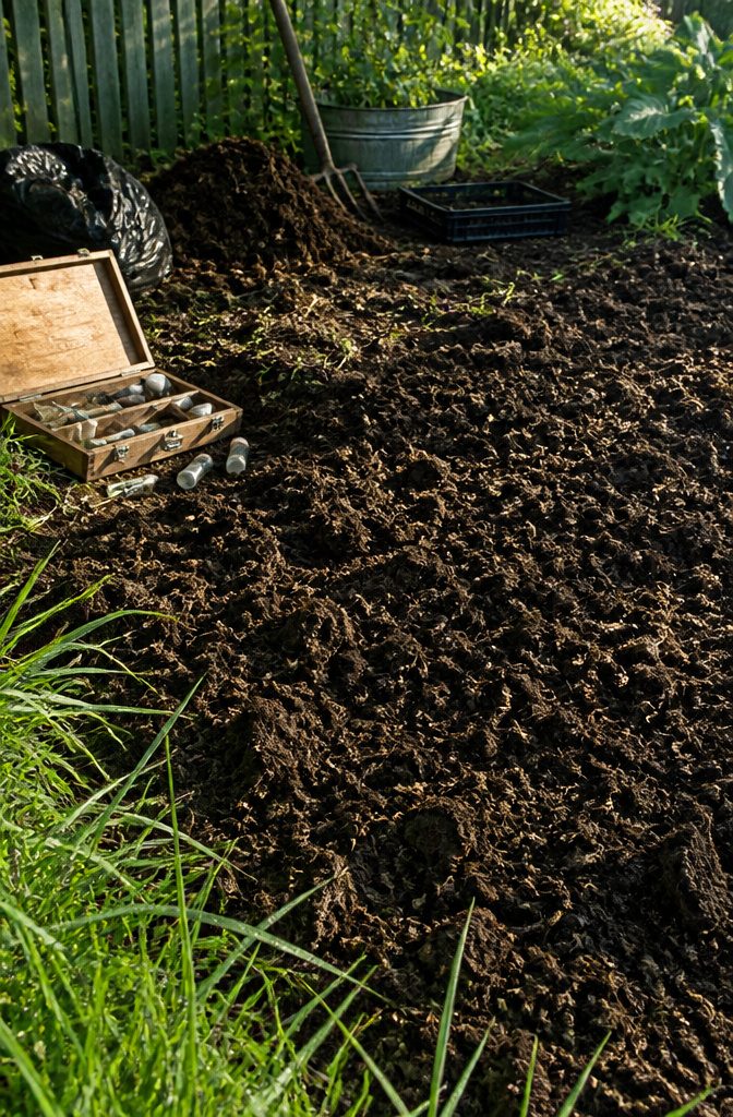Garden Planning Layout: 7 Garden Layout Ideas for Any Space 9 Well-aerated dark soil in a garden bed with a soil testing kit nearby.