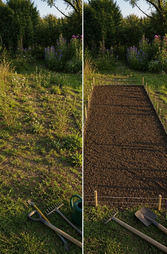 Garden Planning Layout: 7 Garden Layout Ideas for Any Space 11 An image representing a 100 square feet garden layout for beginners.