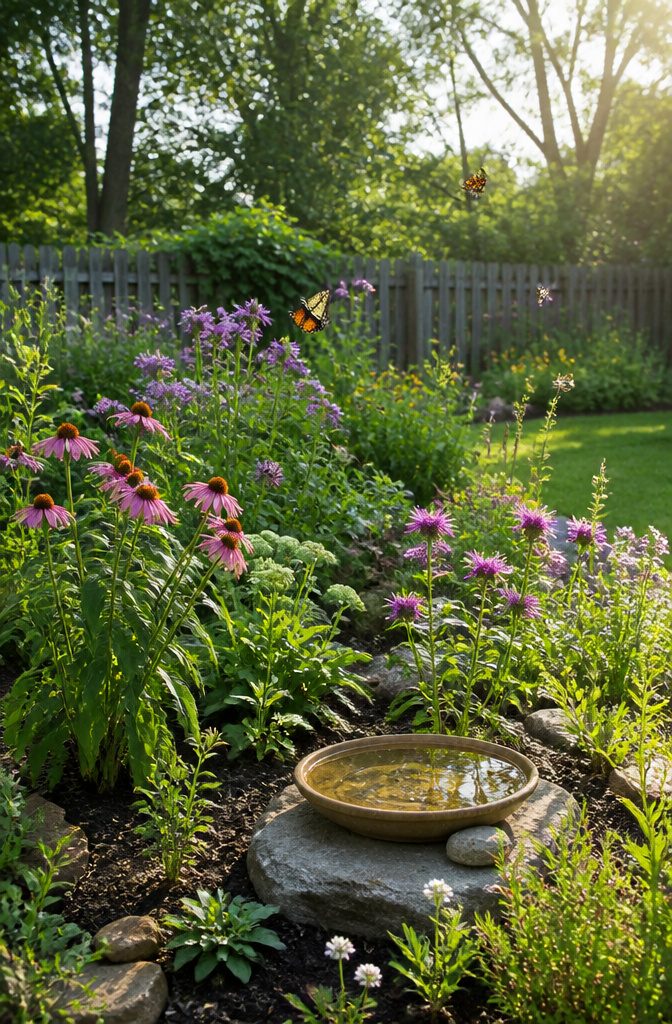 10 Essential Gardening Tips for Beginner Success 13 Garden scene with native plants attracting wildlife.