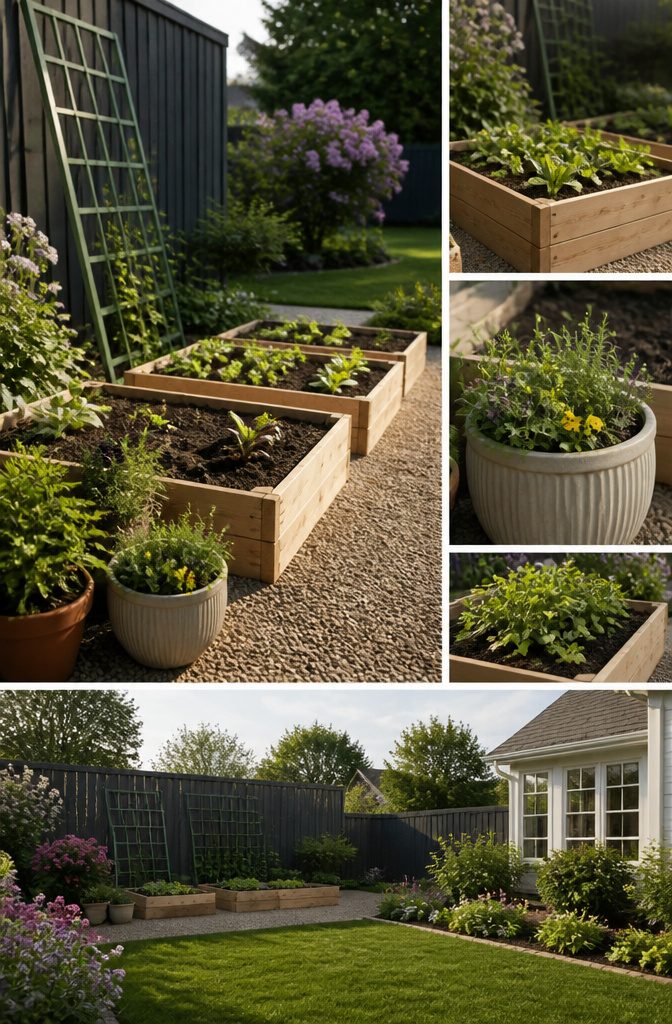 10 Essential Gardening Tips for Beginner Success 11 A wooden raised garden bed filled with soil and plants.