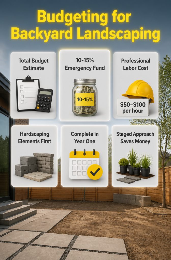 How to Landscape a Backyard: 8 Steps for the Complete Process 8 Budgeting notes and calculations for backyard landscaping.