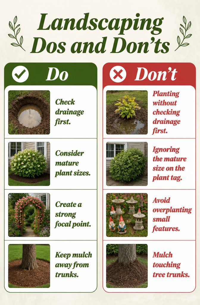 How to Landscape a Backyard: 8 Steps for the Complete Process 11 Checklist of landscaping dos and don'ts on a clipboard.