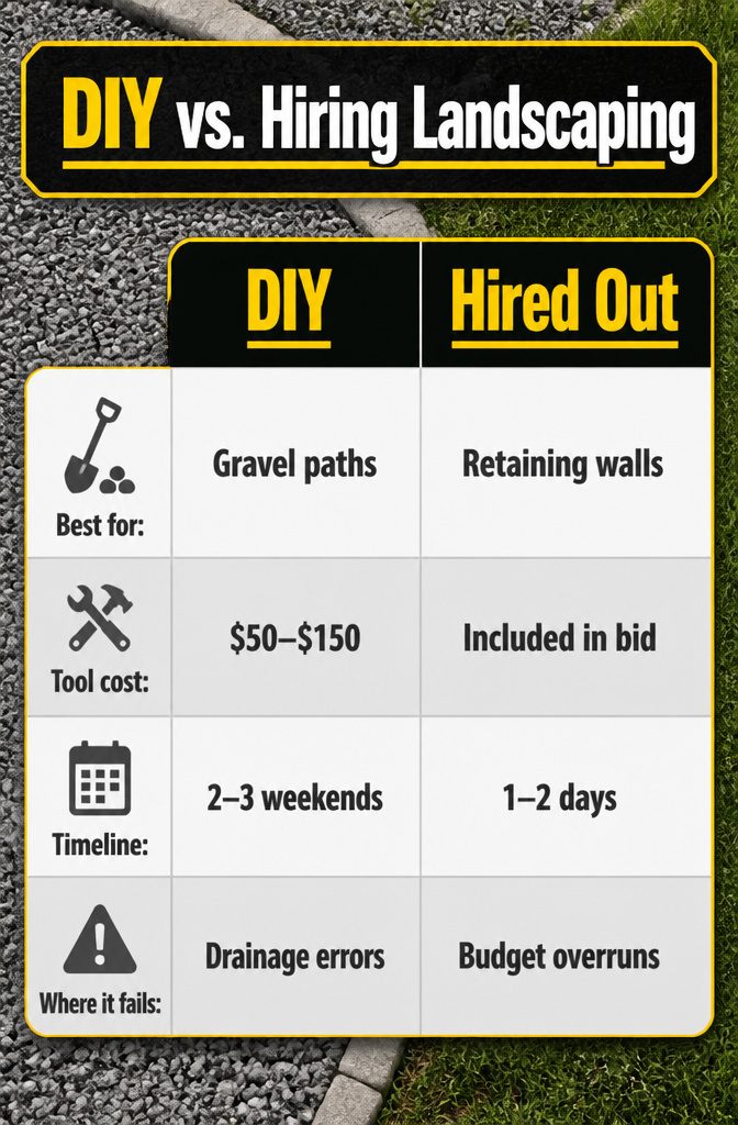 How to Landscape a Backyard: 8 Steps for the Complete Process 10 Tools and materials for DIY hardscaping including gravel and pavers.