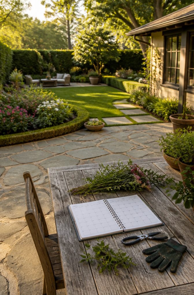 How to Landscape a Backyard: 8 Steps for the Complete Process 7 Calendar with notes for yard maintenance throughout the seasons.