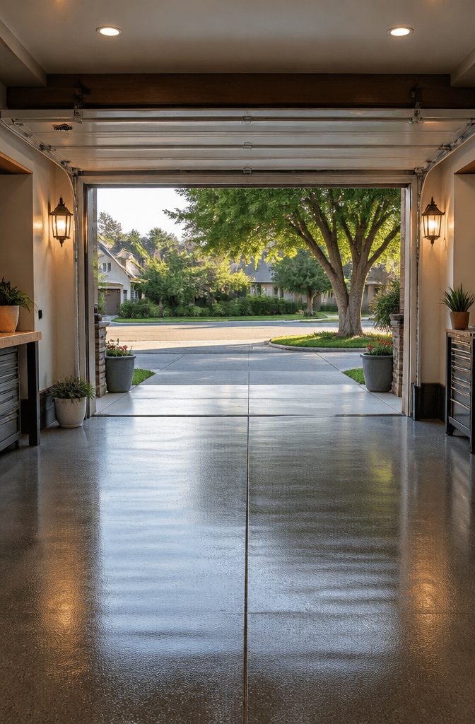 Open garage layout providing clear sight lines from parking area.