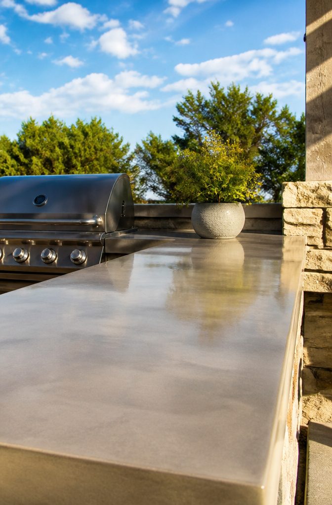 Outdoor Kitchen Microcement: Methods for Durable Finishes 5 Recently installed microcement countertop in an outdoor kitchen setting.