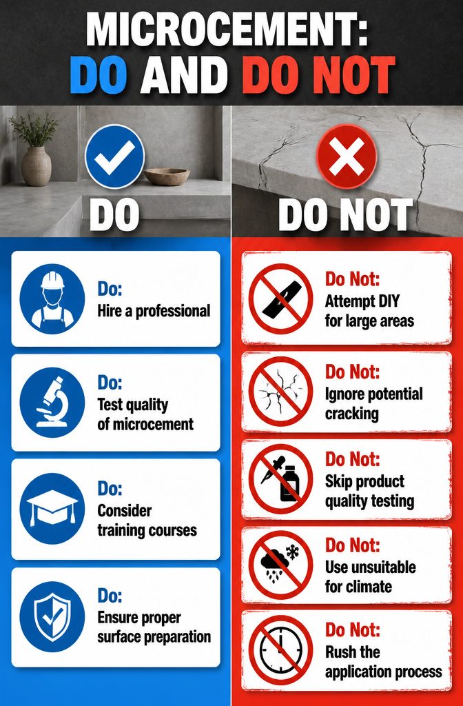 Outdoor Kitchen Microcement: Methods for Durable Finishes 13 Microcement application do's and don'ts guide for homeowners.