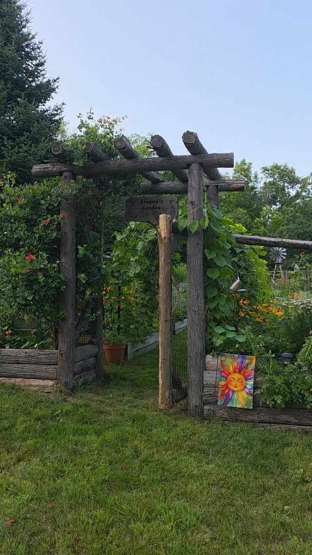 17 Veg Garden Ideas for Layouts,Containers & Vertical Growing 15 A wooden pergola covered in green vines stands amidst a lush vegetable garden.